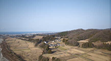富山県東部を流れる早月川周辺の冬の様子