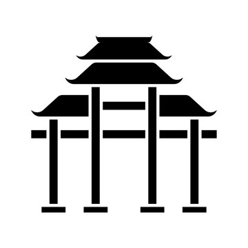 Traditional chinese gate architecture solid glyph icon vector
