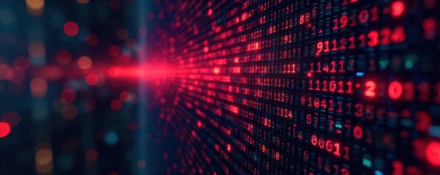 Abstract background of binary code flowing across a digital screen, symbolizing big data and technology advancements , internet, pattern - Powered by Adobe