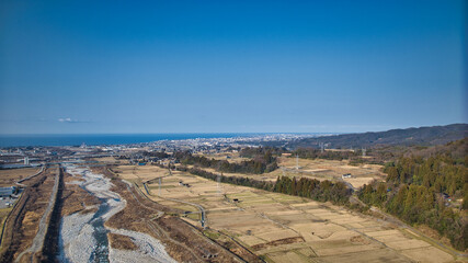 富山県東部を流れる早月川周辺の冬の様子