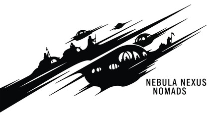 Fototapeta premium Futuristic spacecraft silhouette soaring through a starry nebula on an interstellar journey.