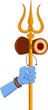 illustration of lord shiva's trishul and damaru celebrating maha shivratri festival of india vector illustration