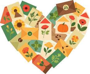 Heart Made of Seed Packets Flowers and Vegetables Community Gardening Concept