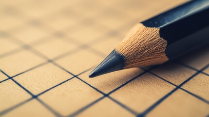 Pencil drawing on grid paper detailed sketching and creative artistry captured pencil sketch on checkered paper showcasing detailed linework and artistic expression.