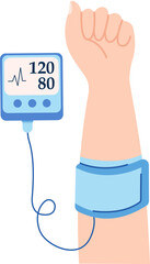 measure blood pressure using an automatic digital monitor for health tracking vector illustration