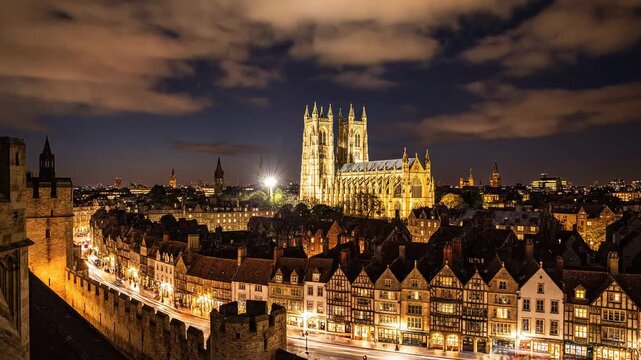 Lincoln Skyline Sunset to Night Time-Lapse 4K Video