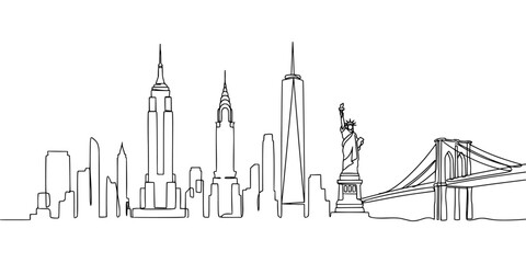 newyork cityline line art , line drawing