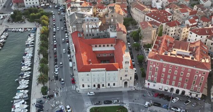 Saint Francis monastery and waterfront in Split at evening