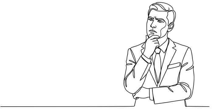 line art of business man thinking vector