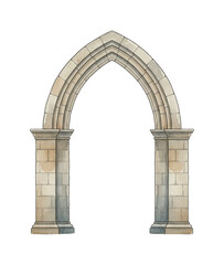Obraz premium Elegant Gothic Stone Archway Architectural Element Detailed Design Isolated on Clean White Background