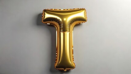 Festive Gold Balloon Letter T Shiny Metallic Alphabet Party Decoration.
