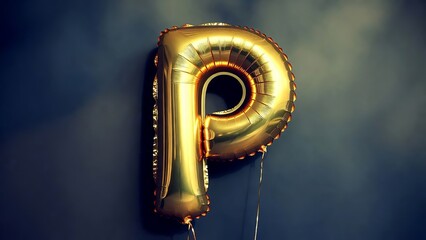 Shiny Gold Letter P Balloon Metallic Alphabet Party Decoration for Celebration.