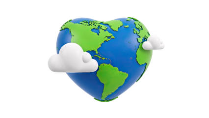Heart-shaped Earth with Clouds