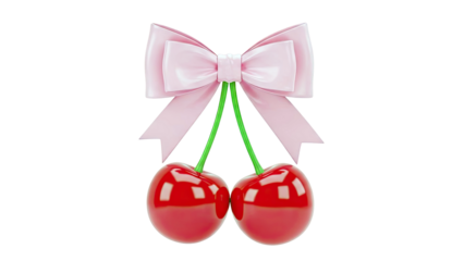 Pink Bow with Cherries