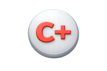 Obraz premium Shiny red C++ programming language logo icon on a glossy white circular button