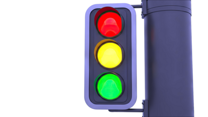 Traffic Light with Red, Yellow, and Green Lights Illuminated