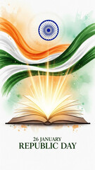 26 January Republic Day Celebration with Indian Constitution and Ashoka Chakra