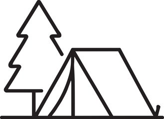 Camping tent forest trees icon