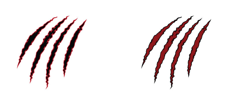 Claw Scratch Mark Icon Set Representing Damage, Attack, Horror, and Aggressive Visual Effects