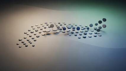 Abstract Blue & Grey Floating Circles on Gradient Background. Modern Digital Concept Illustration for Technology, Data Flow, Science, Innovation, and Pharmaceutical Design.