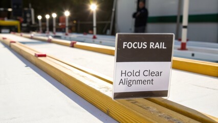 Focus Rail Sign for Equipment Alignment Guidelines in Workshop Environment with Bright Lighting Conditions