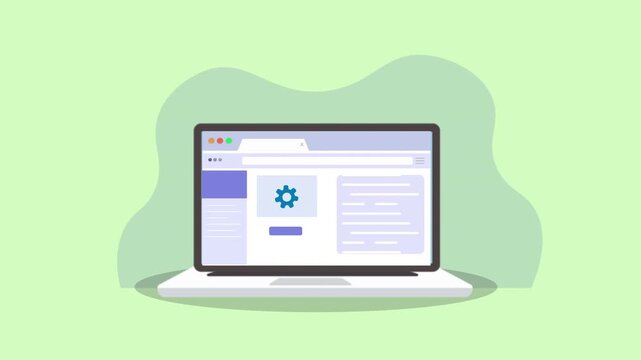 Modern Laptop Displaying Website Interface with Settings Icon.