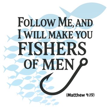 Fishers of Men &mdash; Matthew 4:19 Christian Fishing Hook Art