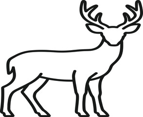 Fototapeta premium A simple line drawing of a deer with antlers on a white background