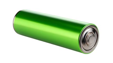 High-performance green battery cell on a neutral background