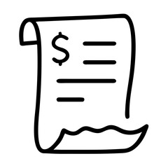 Invoice line icon, black outline billing document and payment request symbol isolated on transparent background