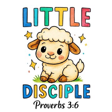 Little Disciple &mdash; Proverbs 3:6 Cute Christian Lamb Art
