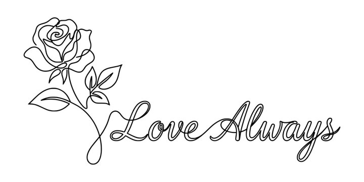rose outline drawing - simple line art of valentine roses with text