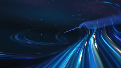 Abstract futuristic light trails on a dark cosmic background - Powered by Adobe