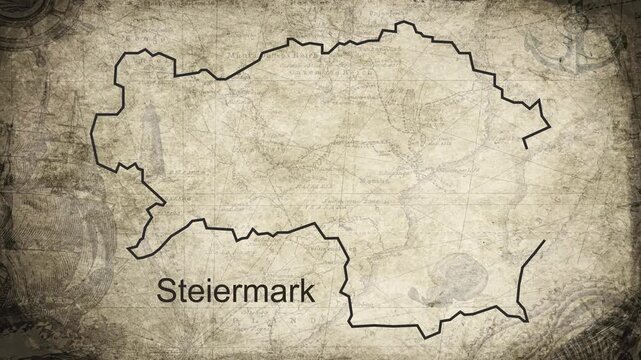 Styria map drawn on a cartography background sheet of paper