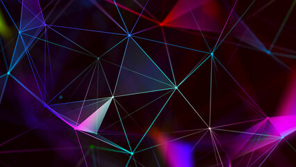 Beautiful curved wave on a dark background. Digital technology background. Concept of network. 3D