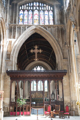 Gothic Church arch on a beautiful Cathedral ornament interior scene