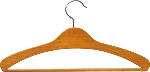 Wooden coat hanger isolated on white background