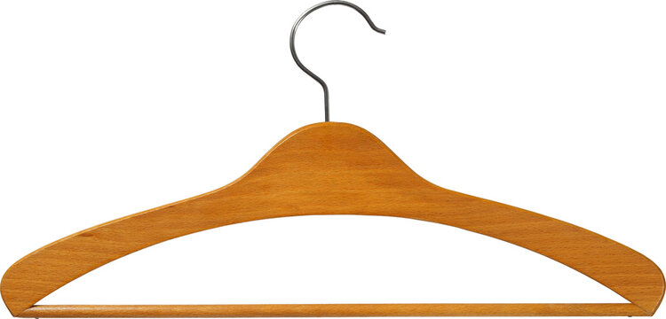 Wooden coat hanger isolated on white background