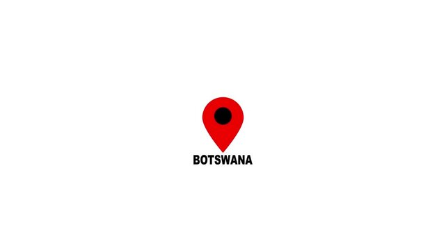 Botswana Location Map Pin Icon on White Background for Navigation