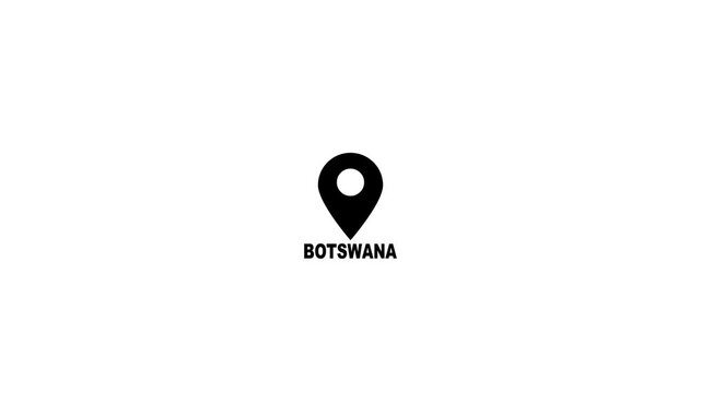 Botswana Location Map Pin Icon on White Background for Navigation