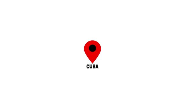 Cuba Location Map Pin Icon on White Background for Navigation and Travel