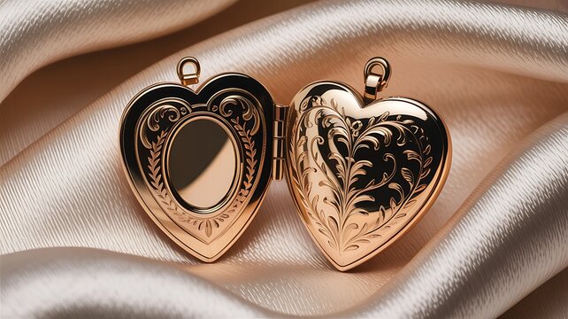 Elegant heart locket necklace gold jewelry fine engraving luxury design photo