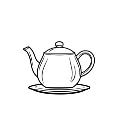 Obraz premium Simple Kettle, Cup Tea Saucer | Clean, isolated vector art for creative projects.