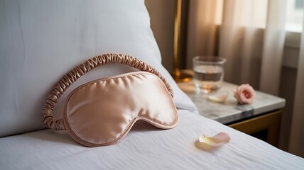Luxury silk sleep mask soft comfort relaxation bedroom accessory photo