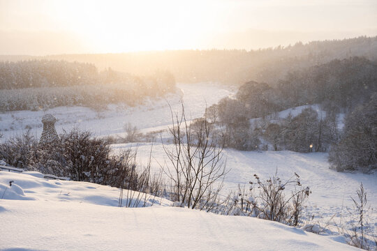 Nikola Lenivets Kaluga Region winter landscape sunny weather