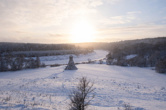 Nikola Lenivets Kaluga Region winter landscape sunny weather