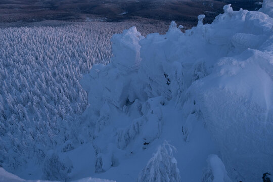 The Remembered or Kolchimsky Stone or pomyanenniy kamen is a mountain in the north of Perm Krai russia ural perm winter sunrise