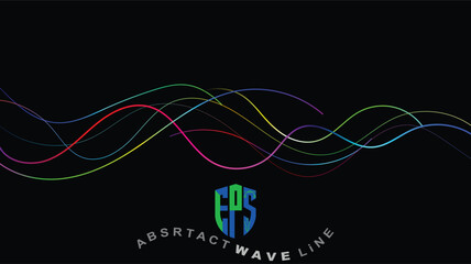 Vibrant multicolored wavy lines on black background.