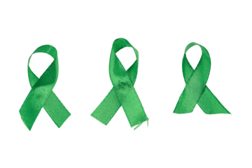 Support Social Causes with Green Awareness Ribbons on Transparent Background: Fabric Ribbons for Community Initiatives and Awareness Efforts.