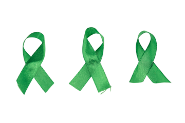 Three Green Fabric Awareness Ribbons on Transparent Background: Supporting Community Initiatives and Social Causes for Greater Awareness.